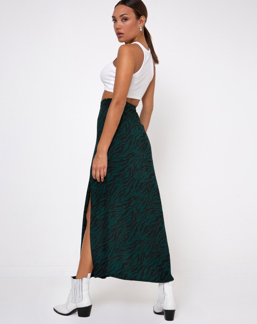 Image de Mica Maxi Skirt in 90s Zebra Forest Green