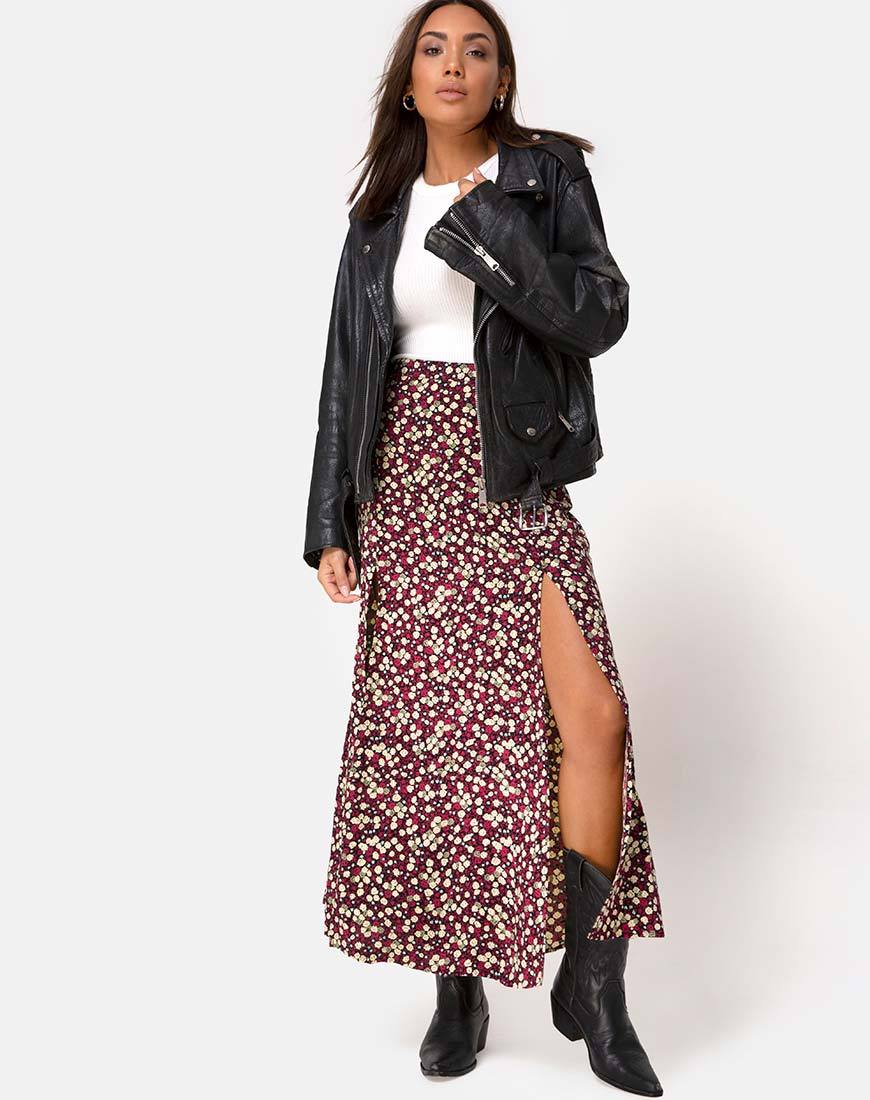 Image de Mica Maxi Skirt in Floral Field Plum