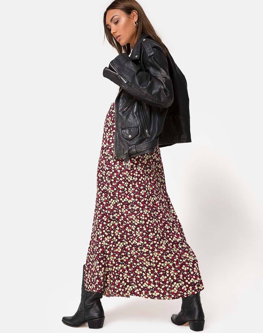 Image de Mica Maxi Skirt in Floral Field Plum
