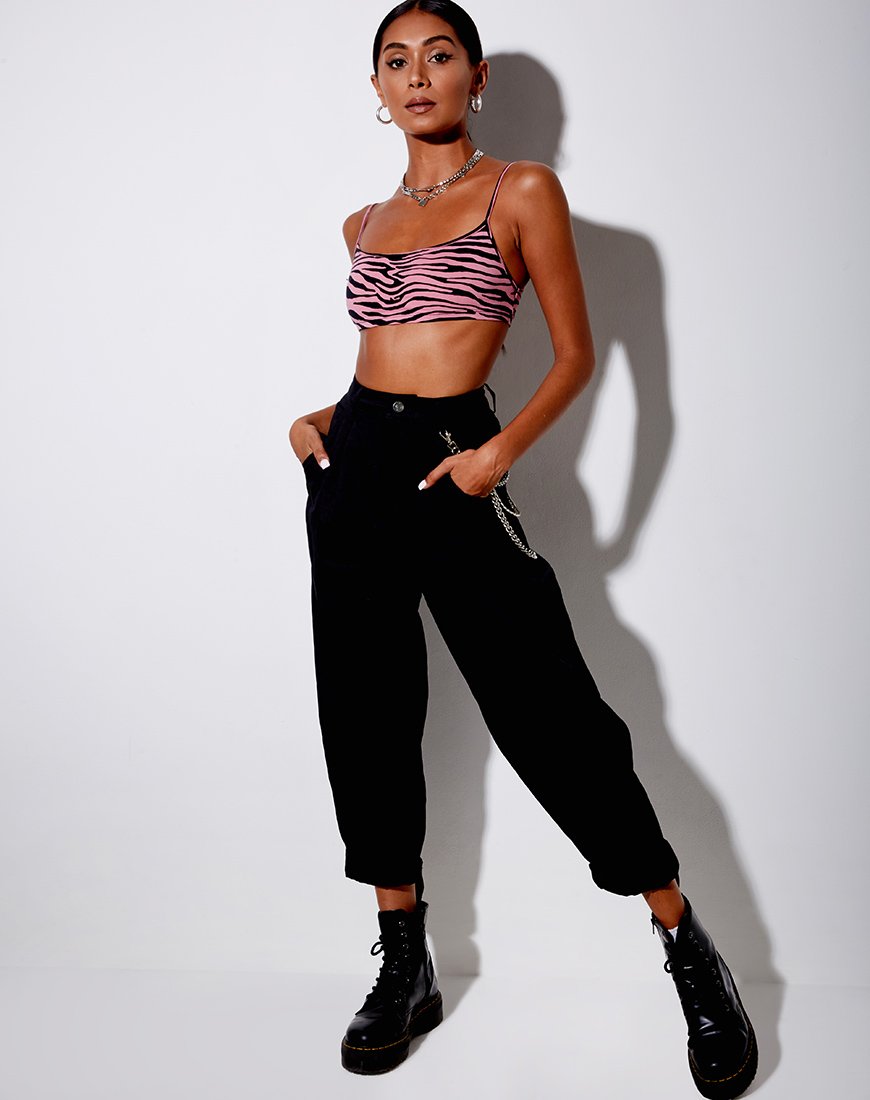 Image de Micro Crop Top in Zips Zebra Pink