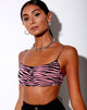 Image de Micro Crop Top in Zips Zebra Pink