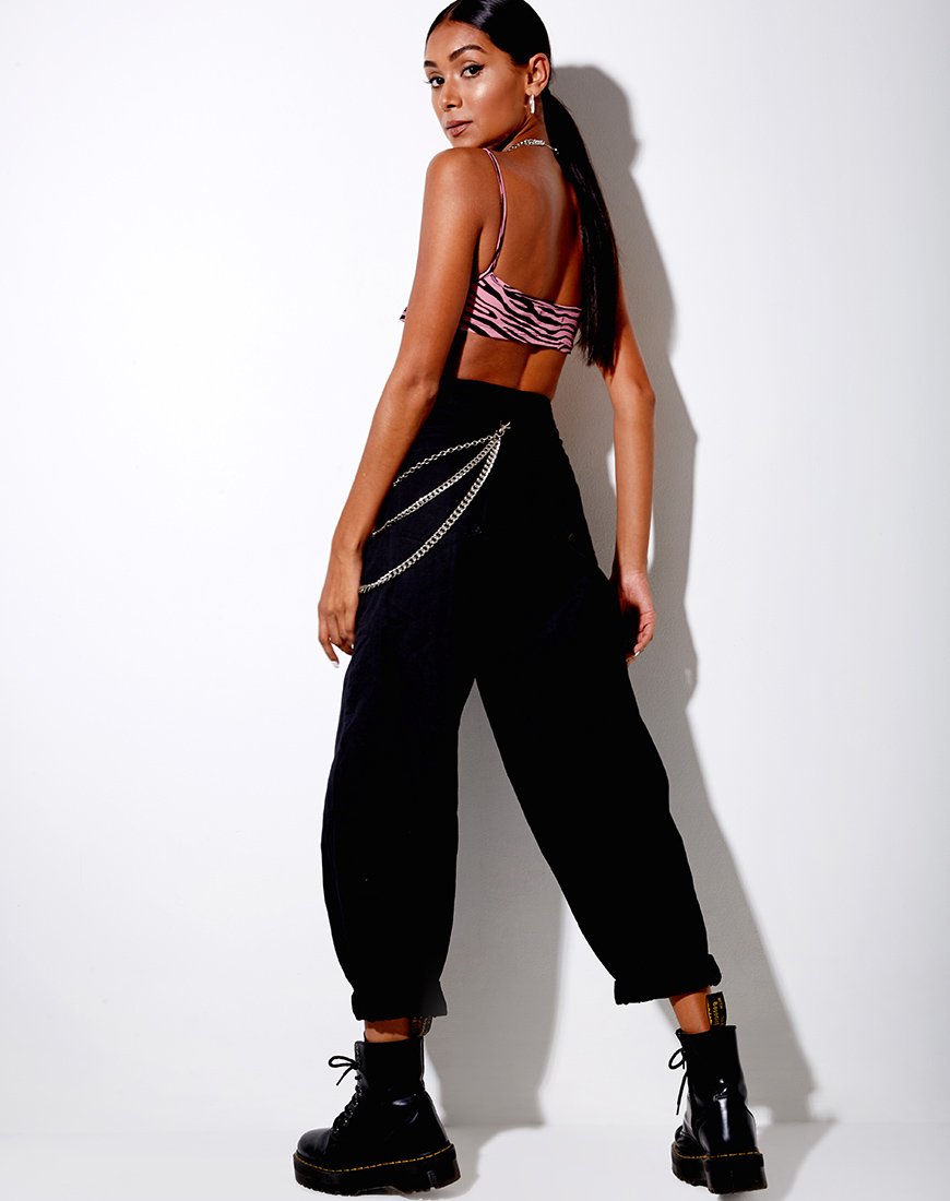 Image de Micro Crop Top in Zips Zebra Pink