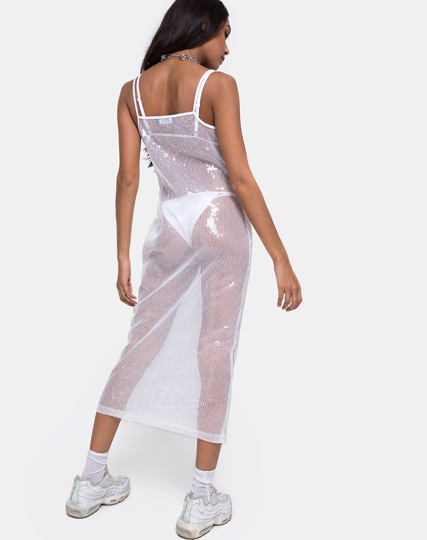 Midnight Sheer Dress in Clear Sequin (Robe transparente de minuit en paillettes transparentes)