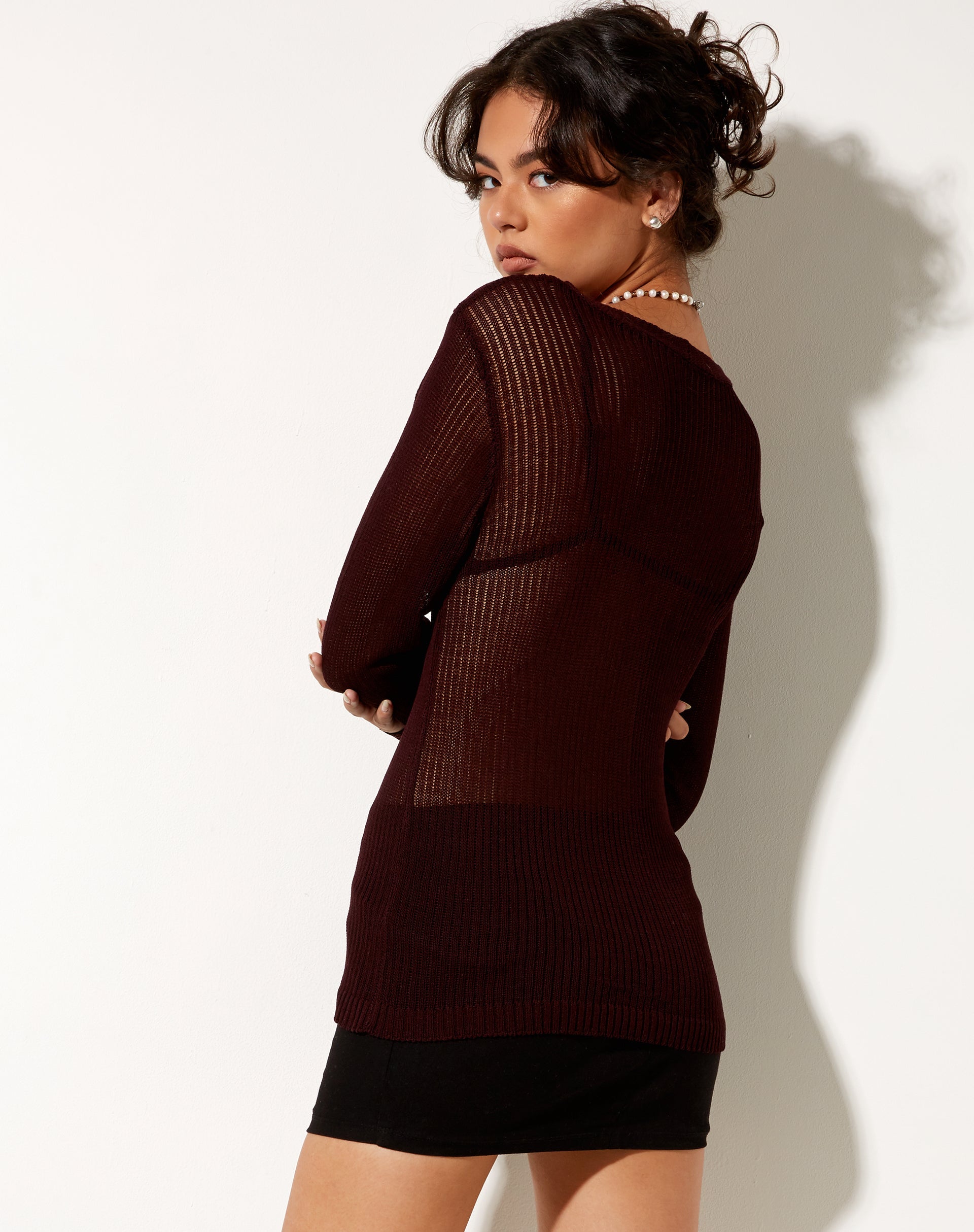 Image de Mila Cardi en tricot Chocolat amer