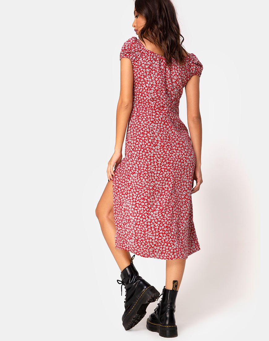 Image de Milla Dress in Ditsy Rose Red Silver