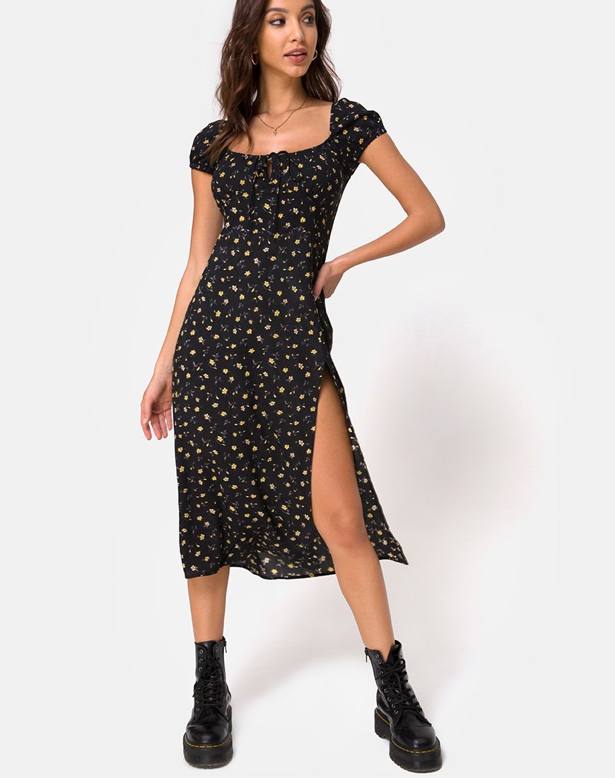 Image de Milla Midi Dress in Pretty Petal Black