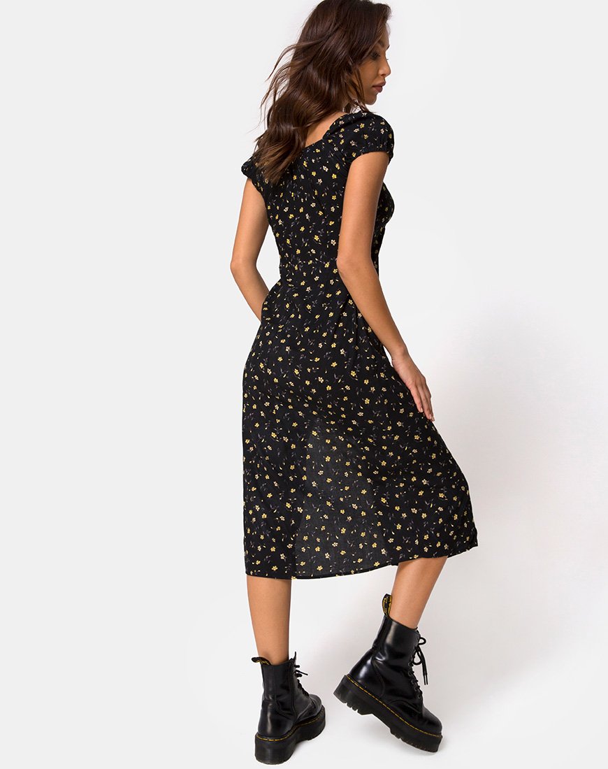 Image de Milla Midi Dress in Pretty Petal Black