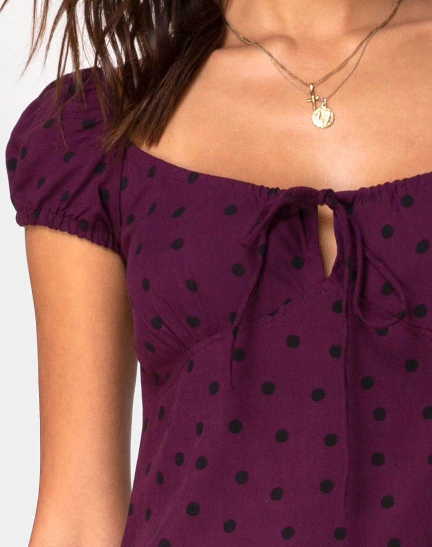 Image de Milla Dress in Skater Polka Wine