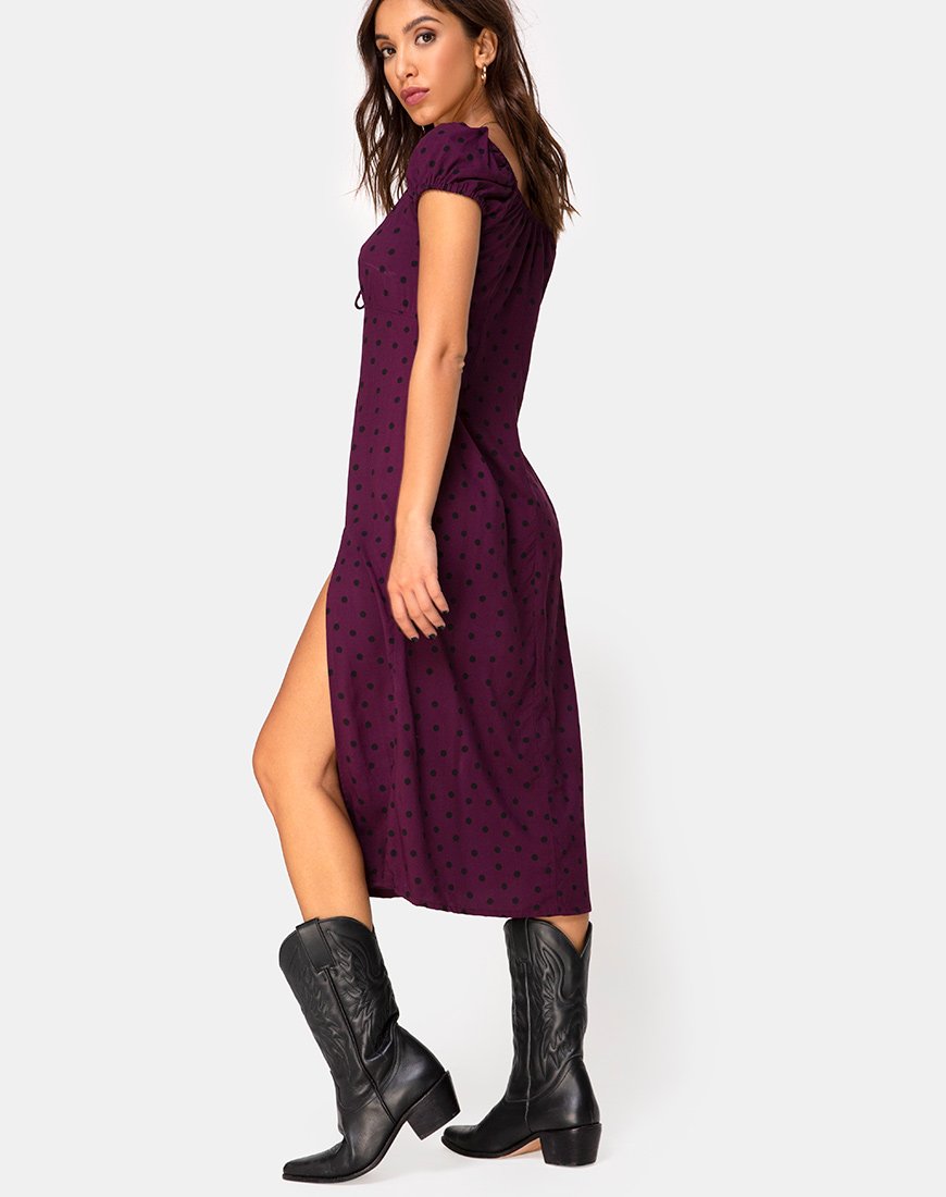 Image de Milla Dress in Skater Polka Wine