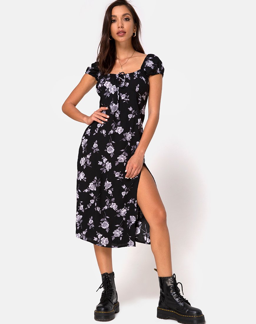 Image de Milla Midi Dress in White Rose Black