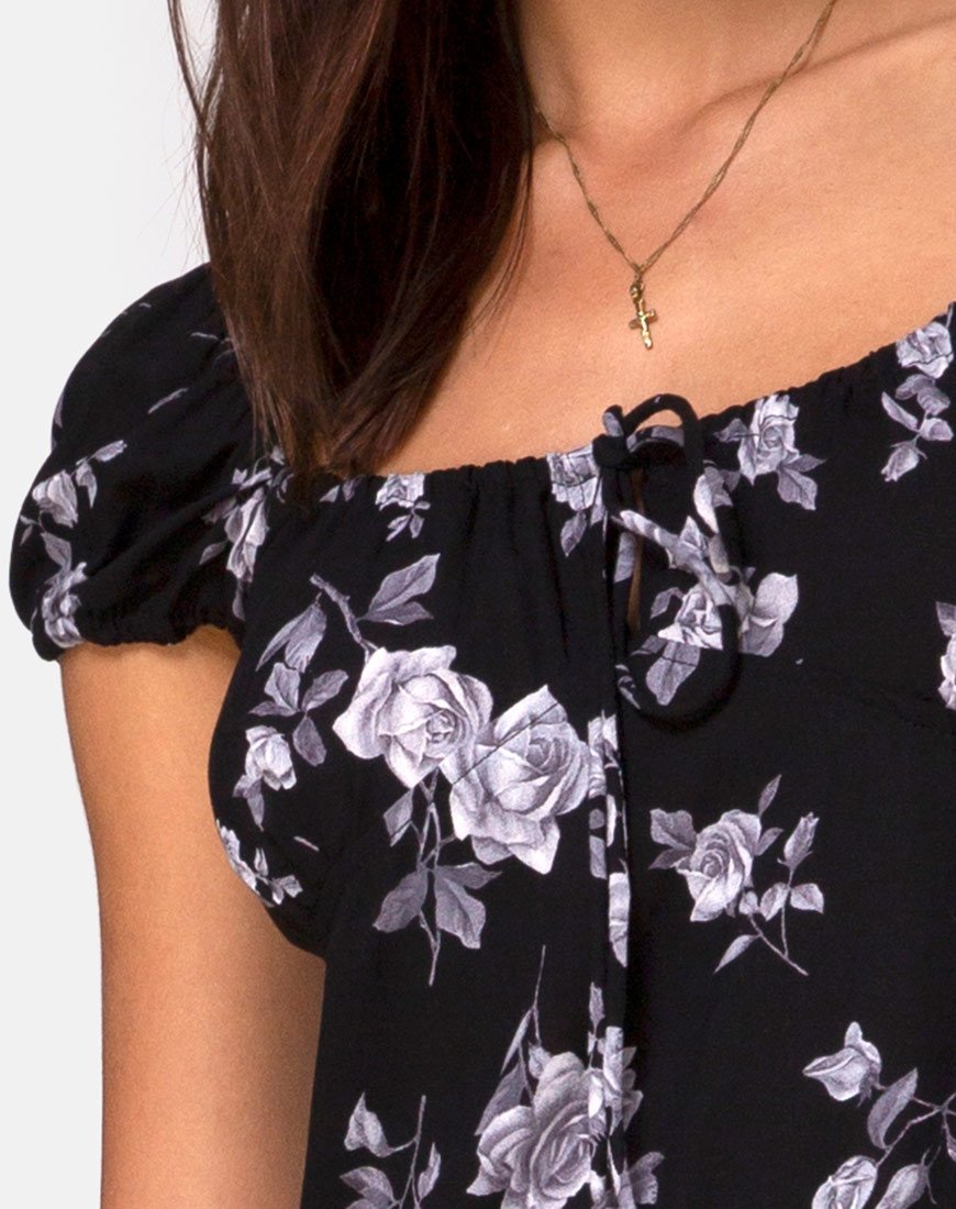 Image de Milla Midi Dress in White Rose Black