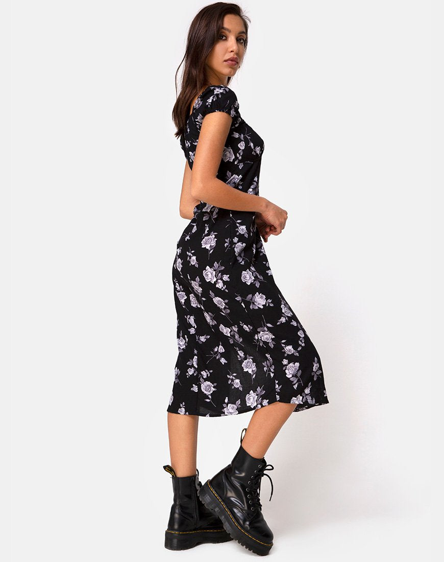 Image de Milla Midi Dress in White Rose Black
