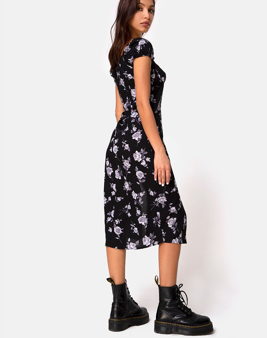 Image de Milla Midi Dress in White Rose Black