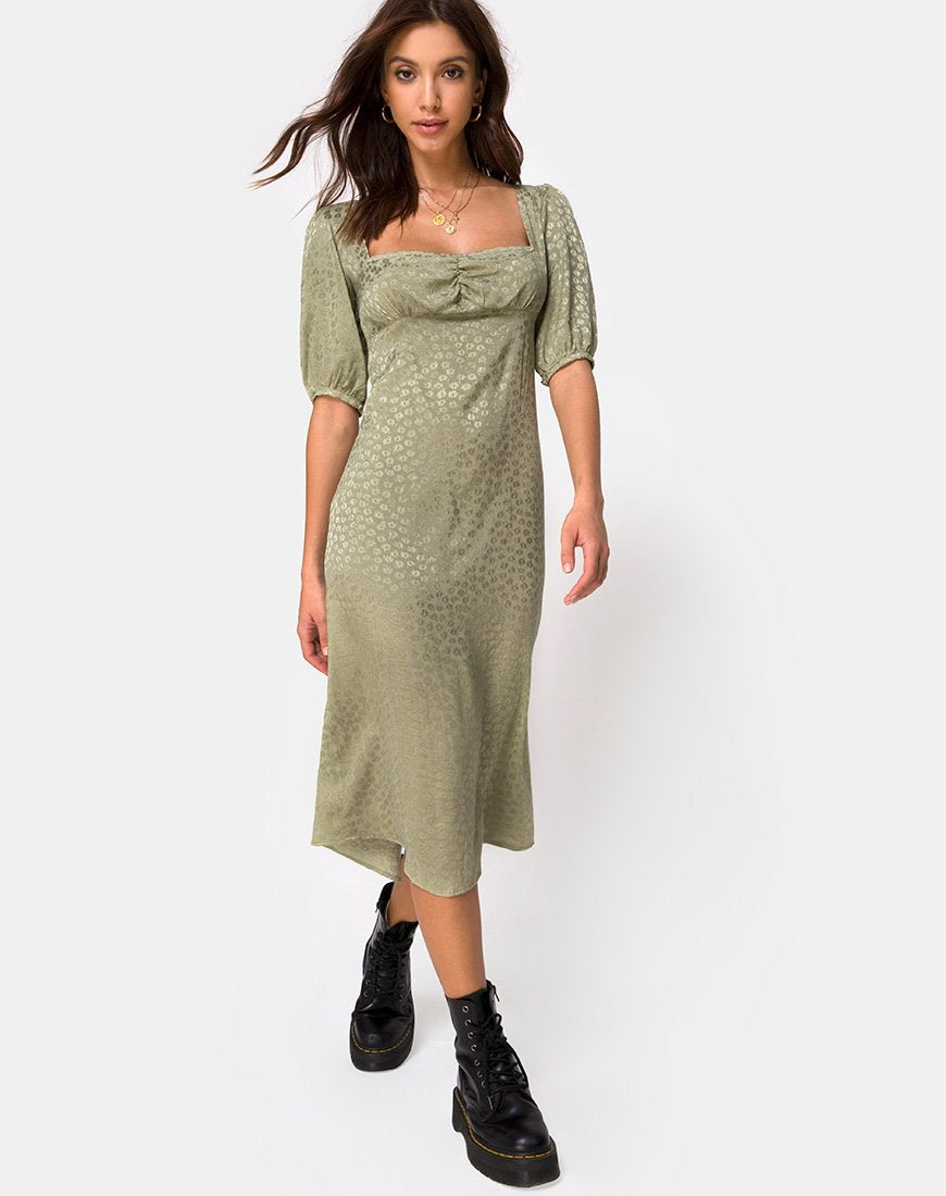 Image de Millo Midi Dress in Satin Ditsy Rose Sage
