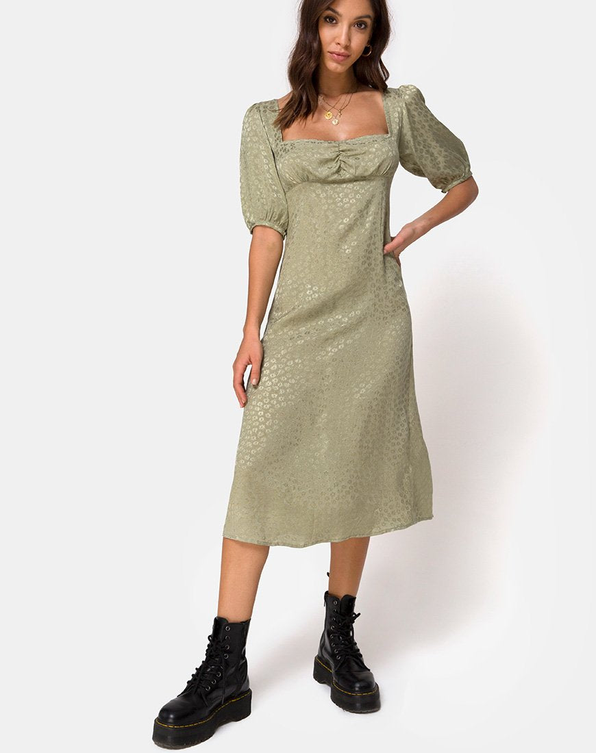 Image de Millo Midi Dress in Satin Ditsy Rose Sage