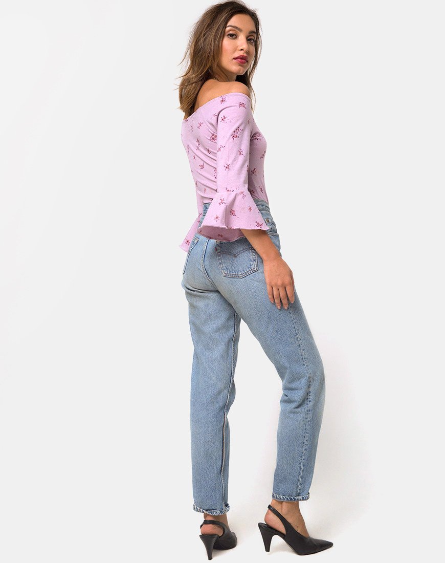 Image of Mingga Off The Shoulder Top in Forget Me Not Lilac