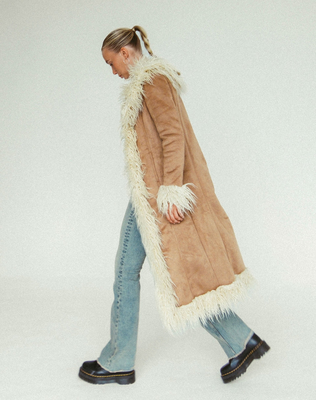 Manteau long Minho en sable ton sur ton