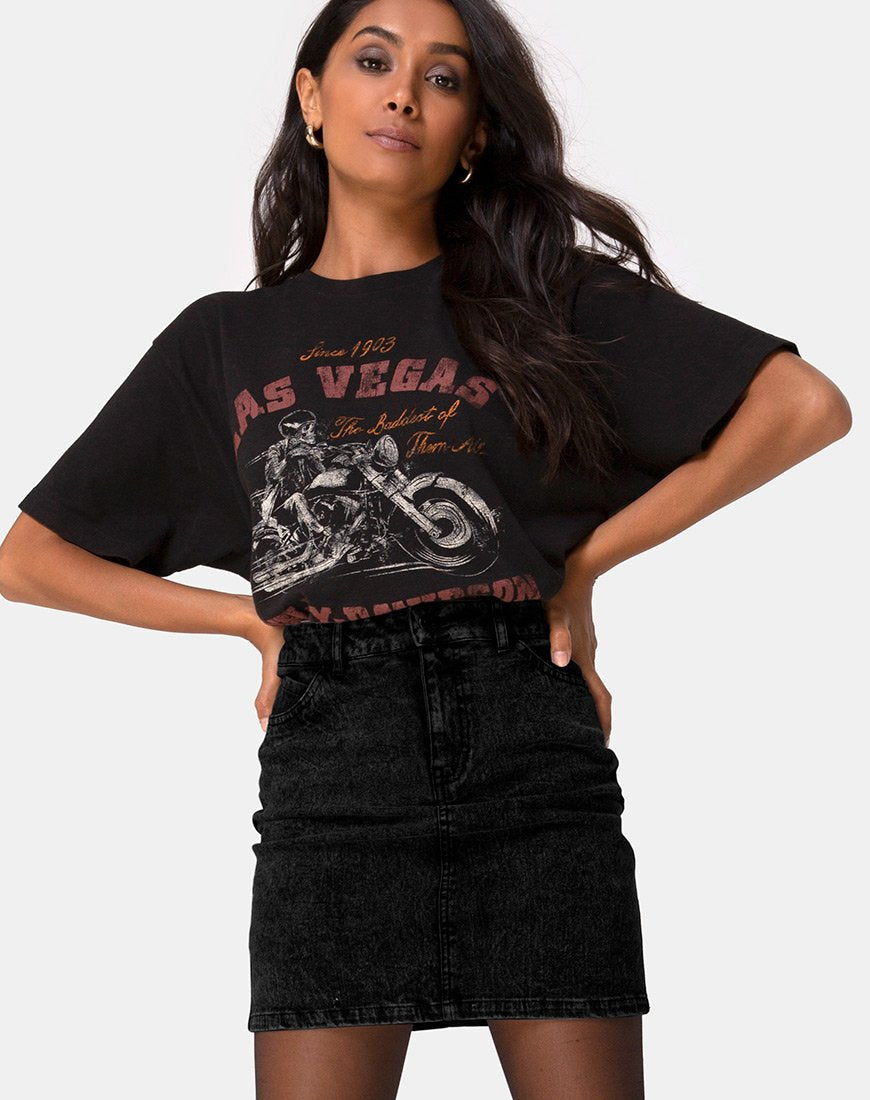Image of Mini Broomy Skirt in Black Stone Wash
