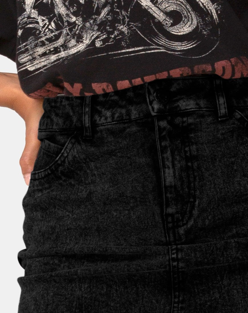 Image of Mini Broomy Skirt in Black Stone Wash