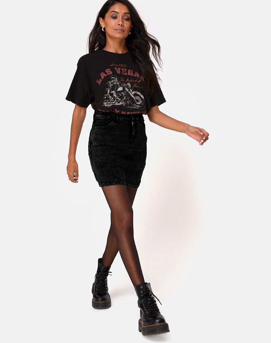 Image of Mini Broomy Skirt in Black Stone Wash