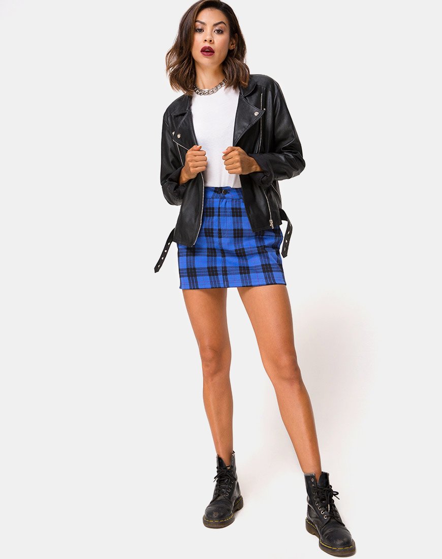 Image de la mini-jupe Broomy en bleu écossais