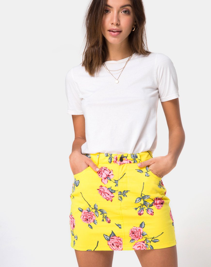 Mini jupe balai, jaune rose bonbon