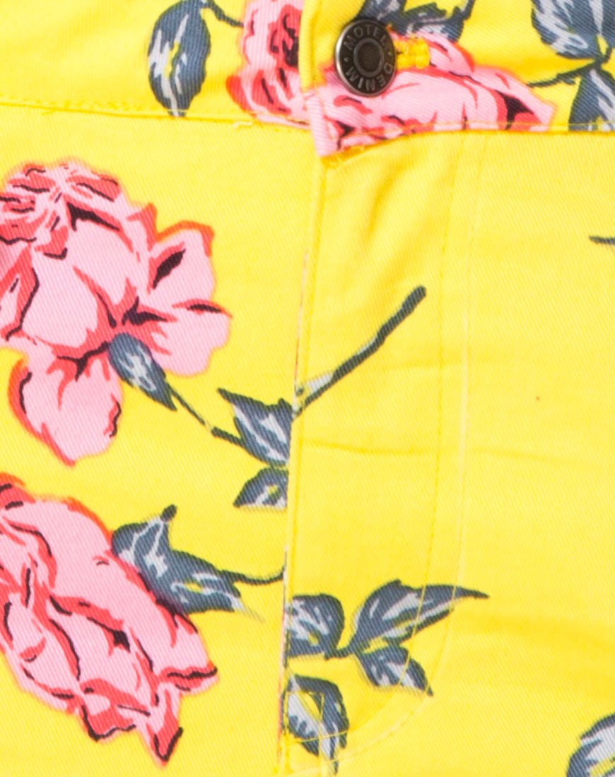 Image de la mini-jupe à balais en rose bonbon jaune