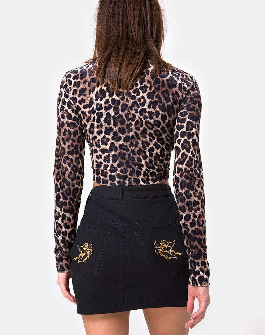Mini jupe broomy en noir avec broderie de chérubins