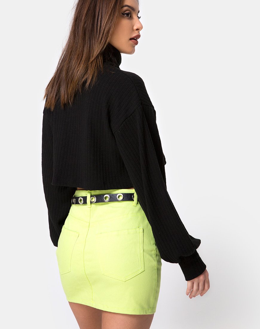 Mini-jupe balayée, citron vert