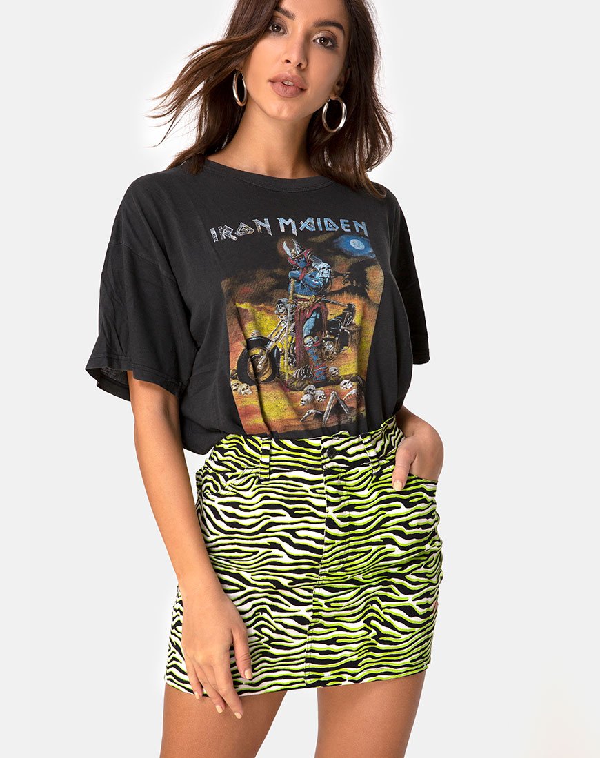Image de la mini-jupe de balayage en Zebra Fluro Green