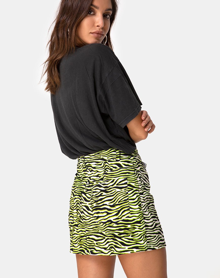 Image de la mini-jupe de balayage en Zebra Fluro Green