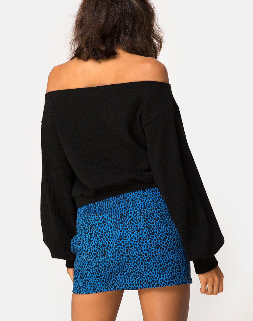 Mini jupe balai, bleu chat sauvage