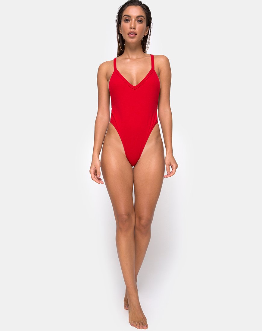 Image du maillot de bain Miro en côtes rouges
