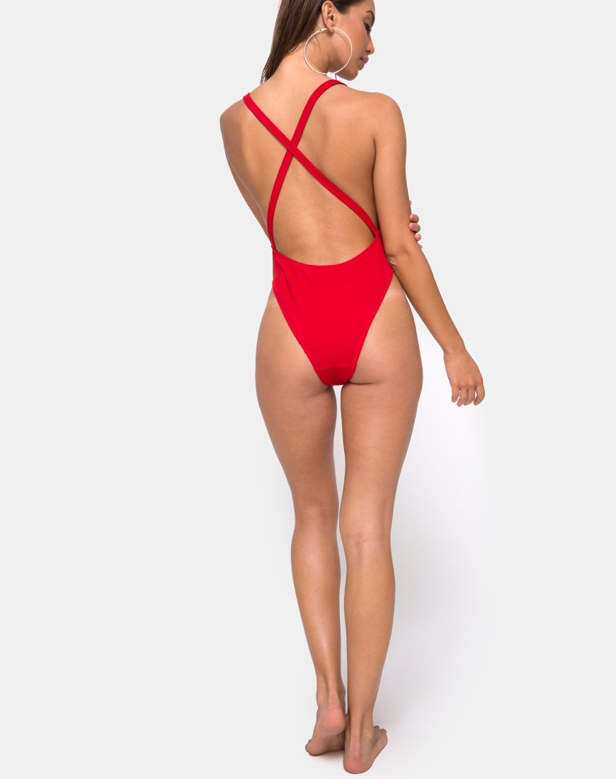 Image du maillot de bain Miro en côtes rouges