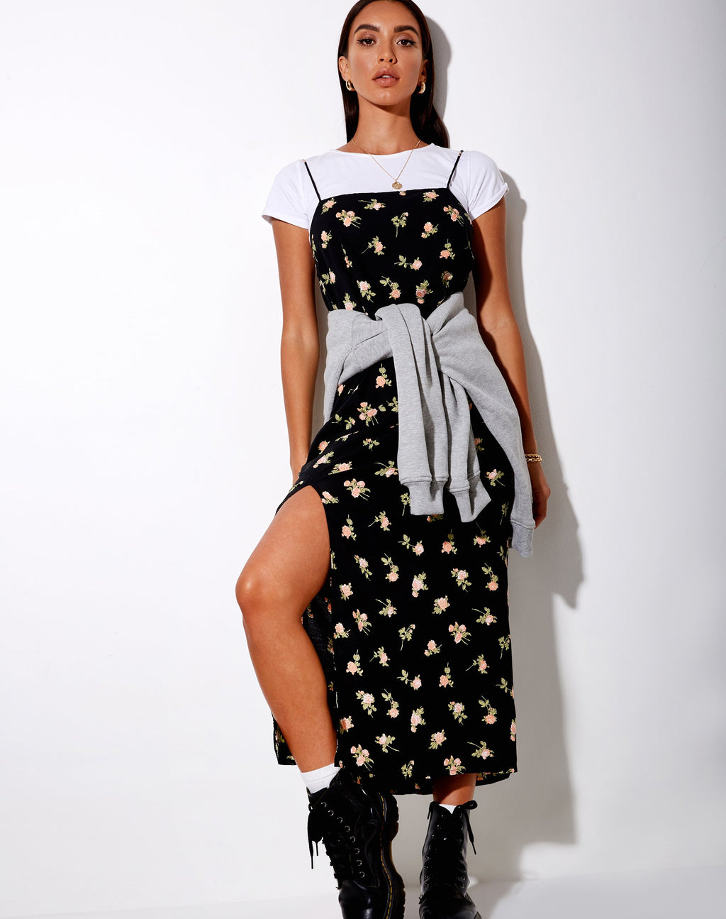 Robe longue Mirza, Rose Garden Black