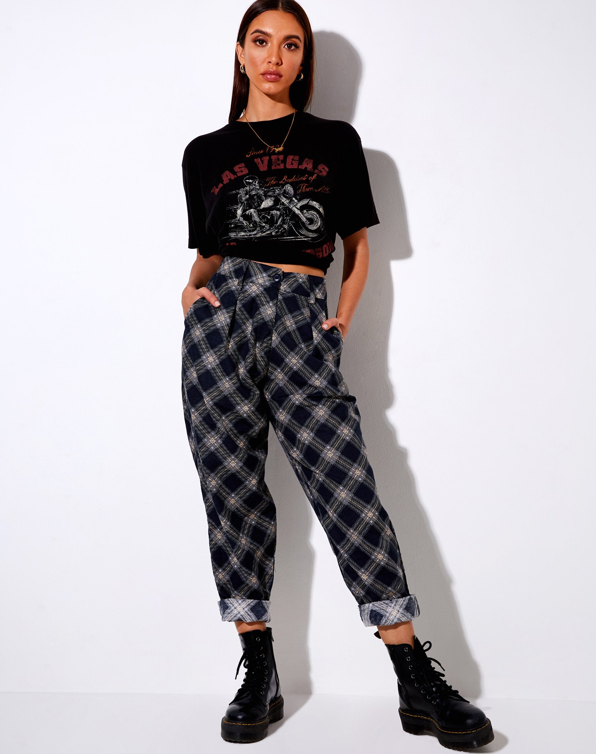Image de Misca Trouser in 20s Check Black and Grey