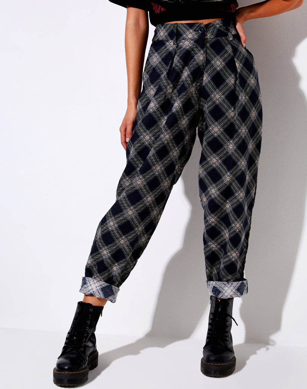 Pantalon Misca à carreaux 20's noir et gris