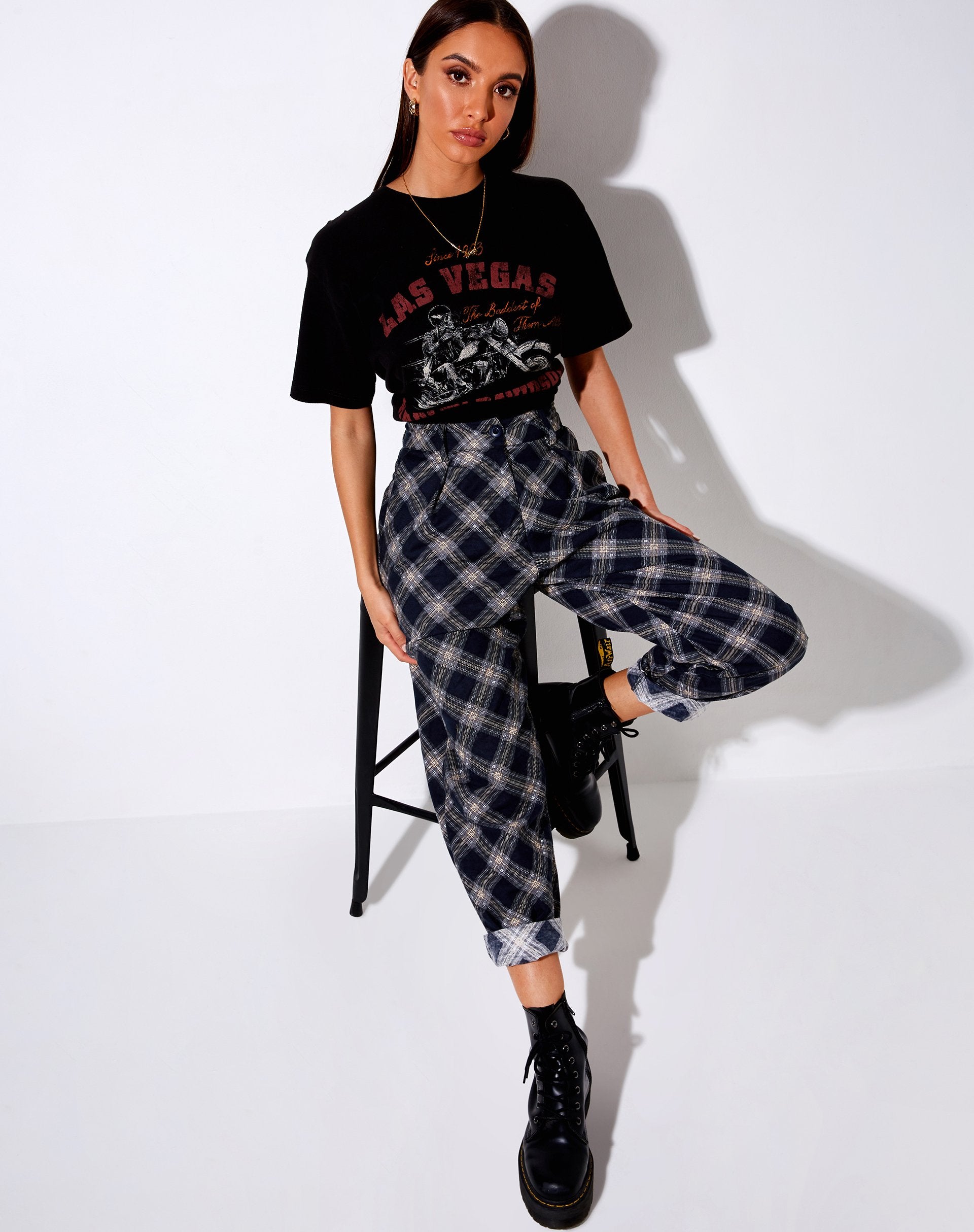 Image de Misca Trouser in 20s Check Black and Grey