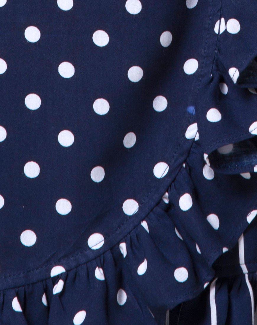 Image de la mini-jupe Miza à pois et à rayures Navy