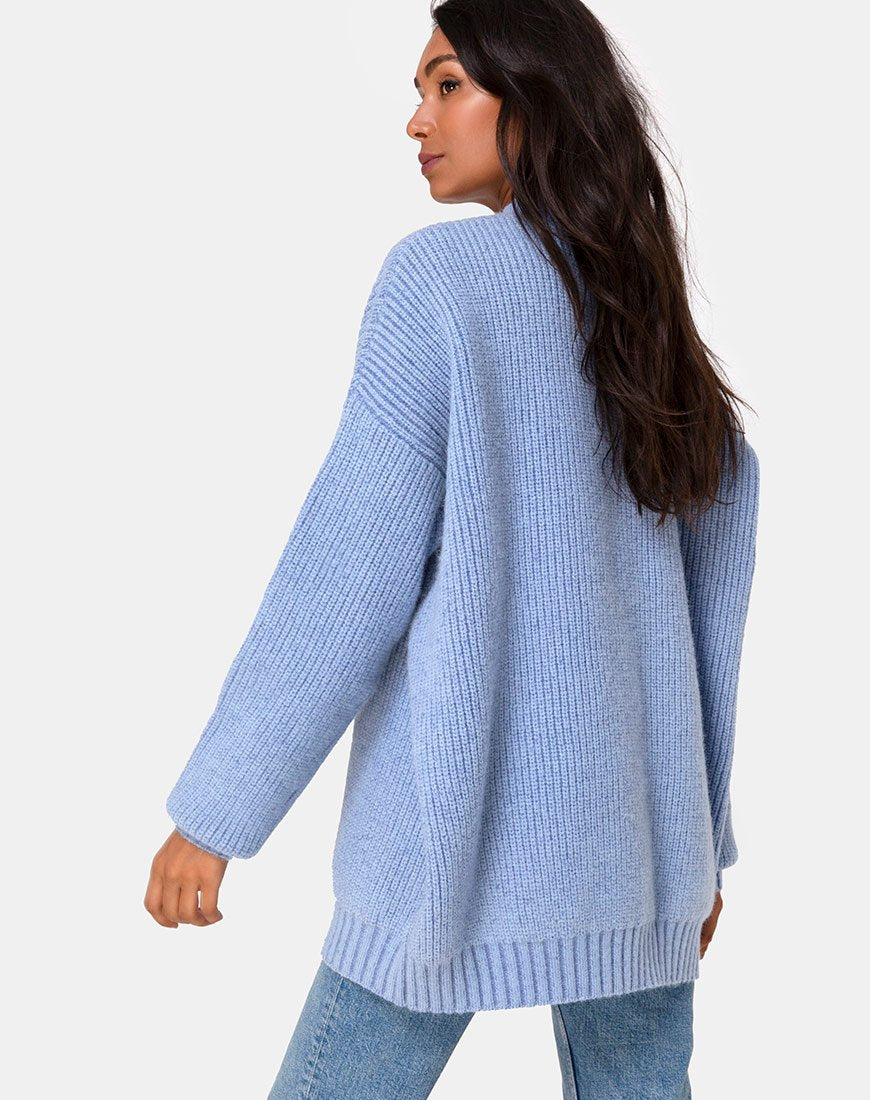 Pull Mody en côtes bleues