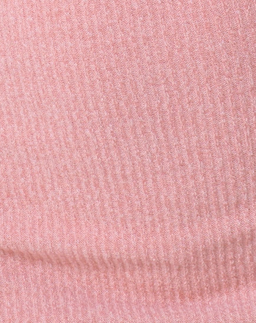Image of Moeena High Neck Top in Knit Crinkle Rib Pink