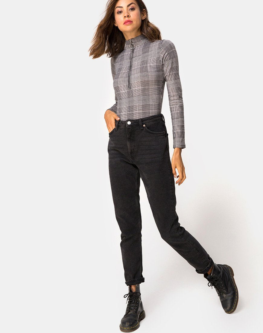 Image de Molaka Bodice High Neck en Charles Check Grey