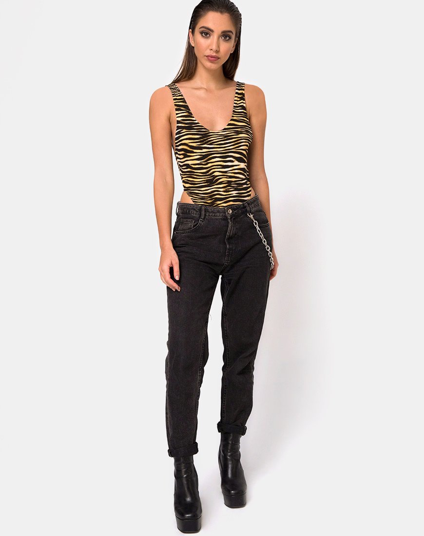 Image de Molemo Bodice Plunge in Zips Zebra Brown