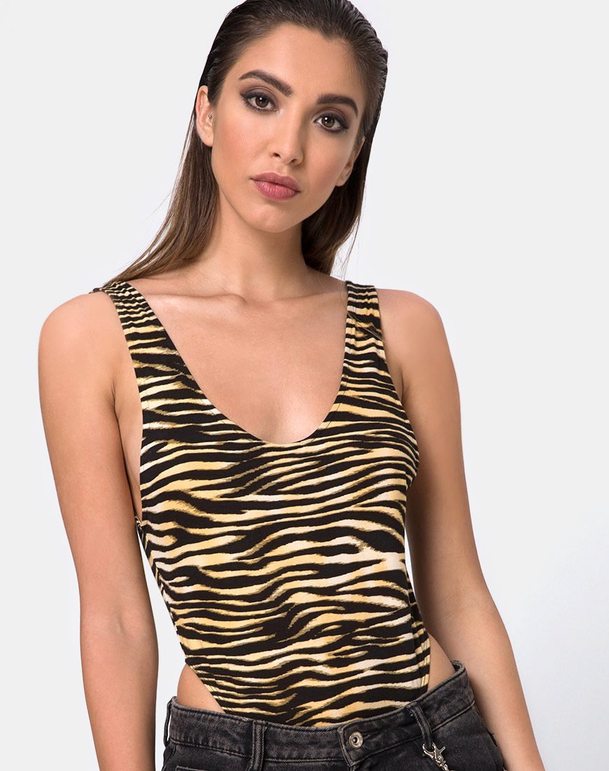 Molemo Bodice Plunge en Zip's Zebra Brown