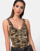 Image de Molemo Bodice Plunge in Zips Zebra Brown