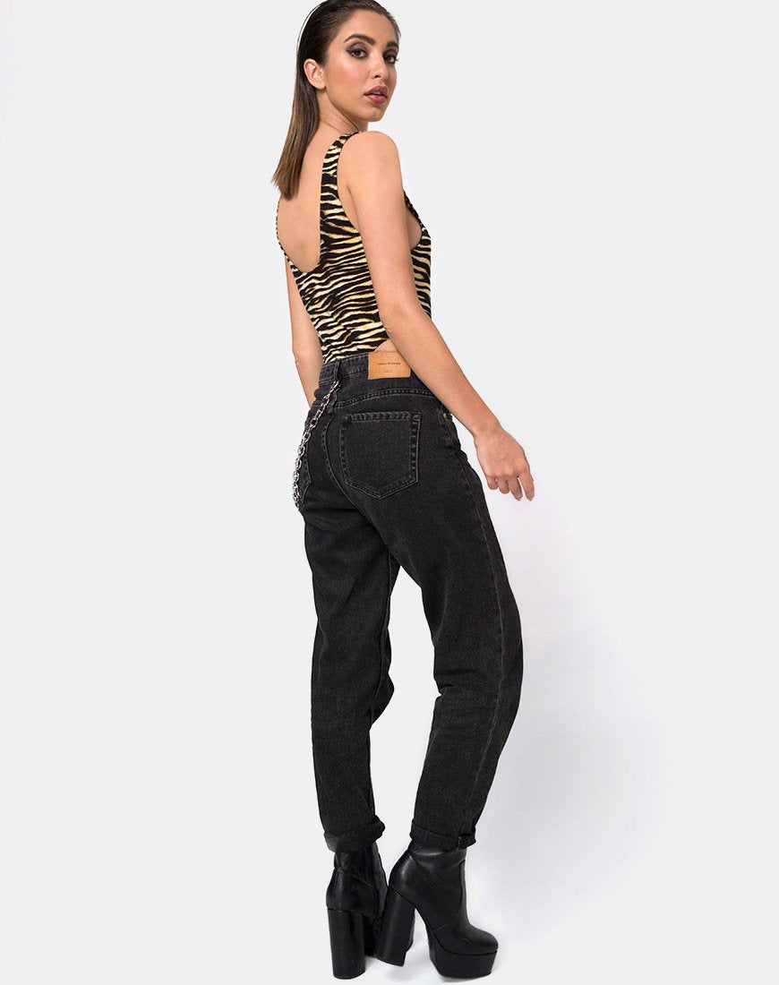 Image de Molemo Bodice Plunge in Zips Zebra Brown