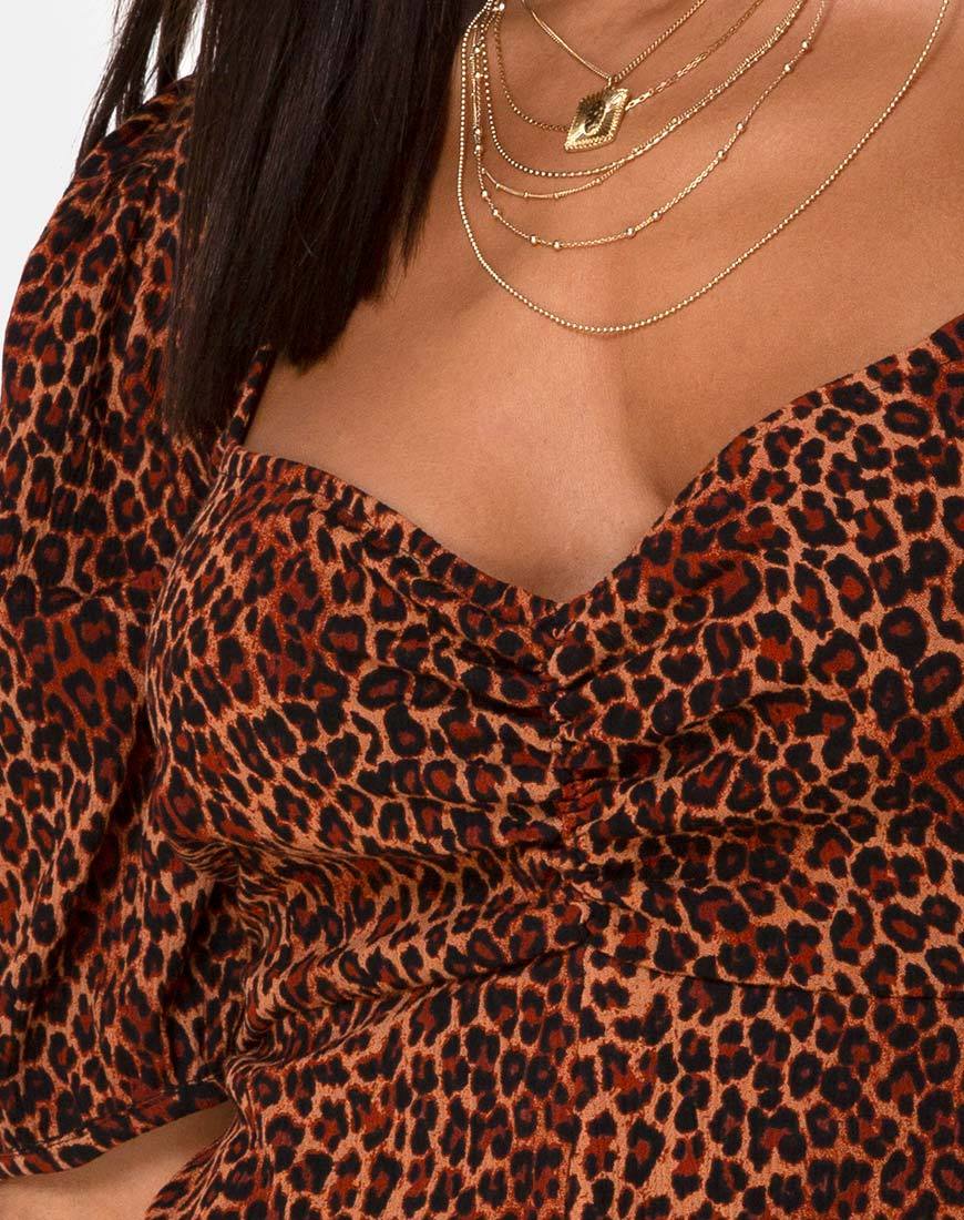 Image de Monali Playsuit in Crinkle Ditsy Leopard Orange