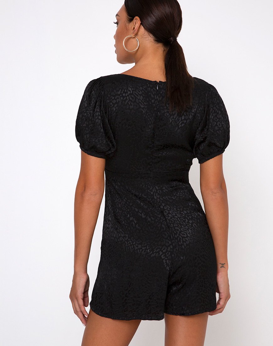 Combinaison Monali en satin Cheetah Black