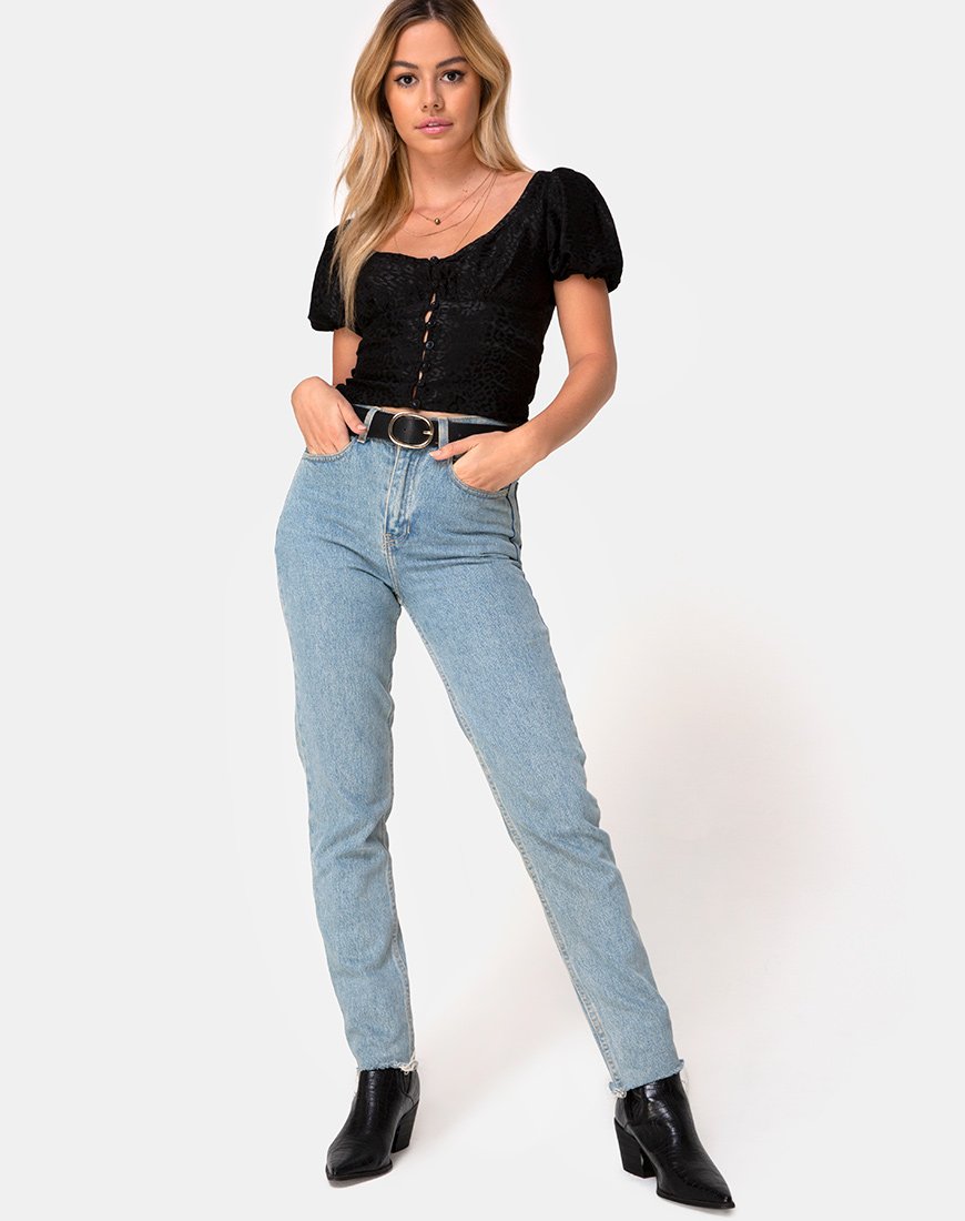 Image de Monda Top en satin Cheetah Black