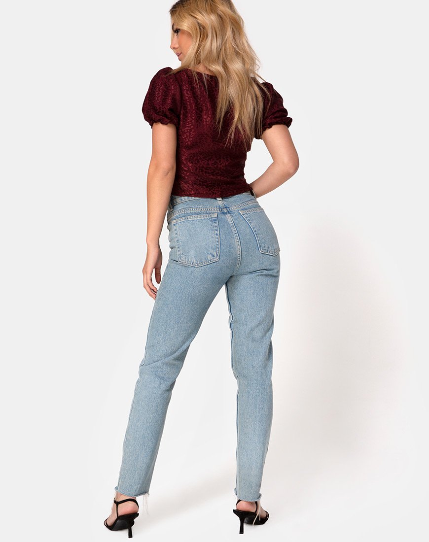 Image de Monda Top in Satin Cheetah Burgundy